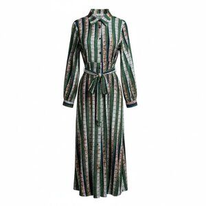 Striped Tie Waist Shirt Dress